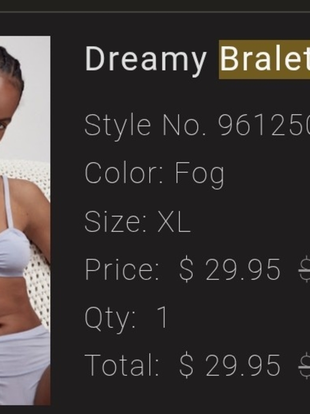 Free People Dreamy Bralette in Fog  Size xL